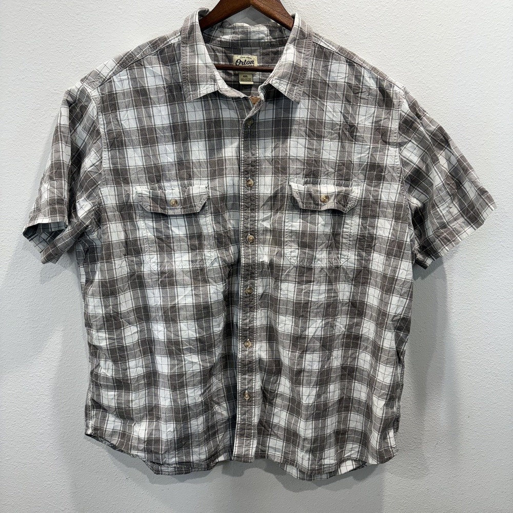Orton Brothers Shirt Mens 4XL Plaid Button Front Short Sleeve EUC